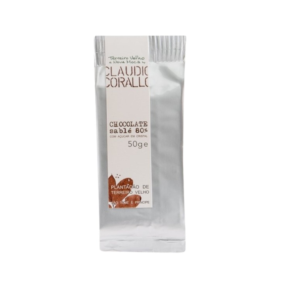Tablette 80% sablé cristaux de sucre 50g- Claudio Corallo - Chocolat - L'Arbre à Café