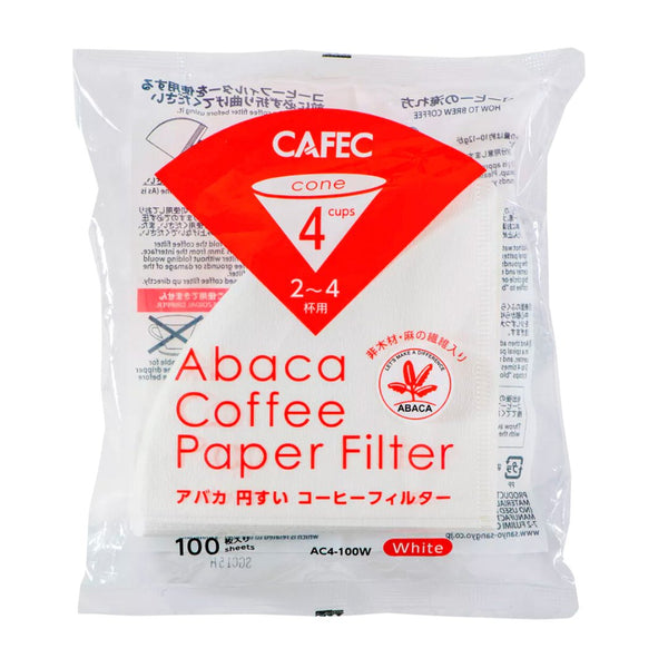 100 Filtres Abaca blanc Cafec - 4 tasses