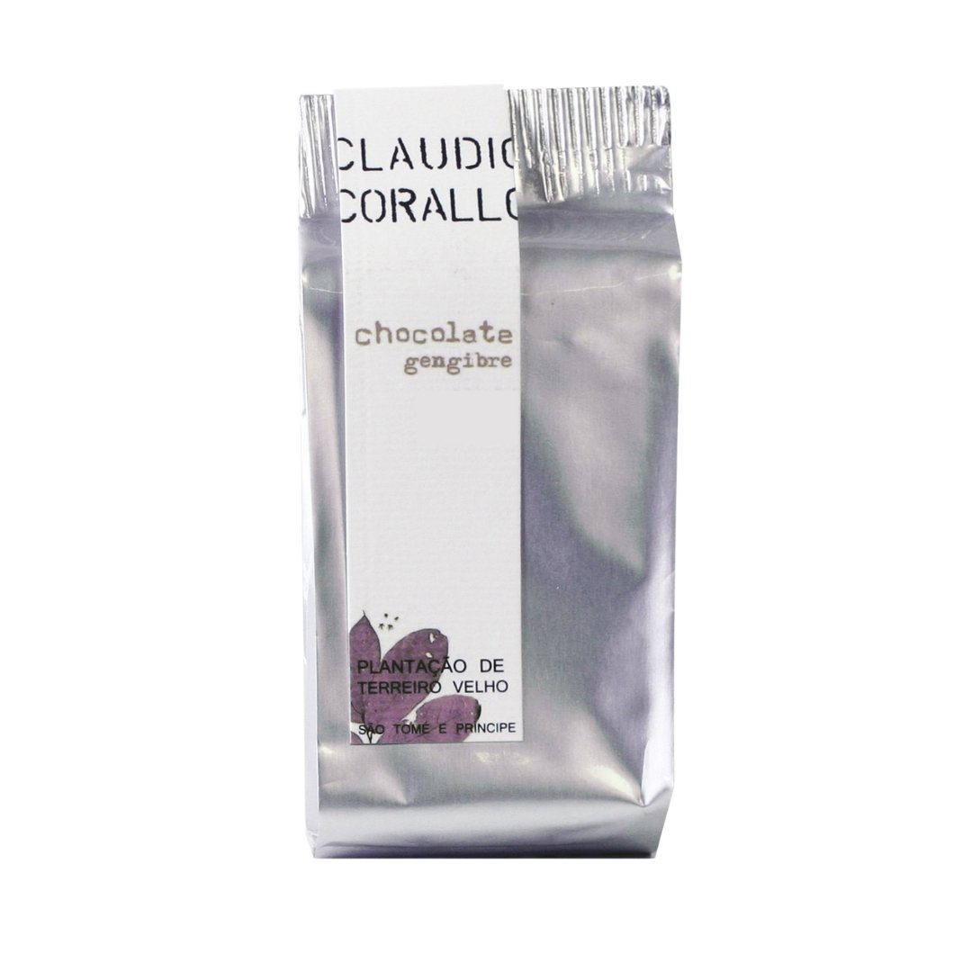 Tablette 70% aux morceaux de gingembre confit 50g - Claudio Corallo - Chocolat - L'Arbre à Café